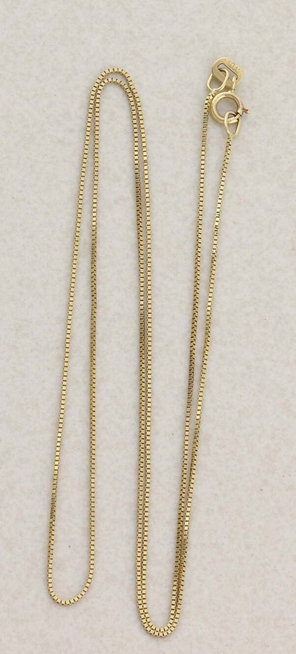 14k Yellow Gold Dainty Box Chain Necklace 18" Chain